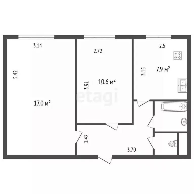 2-к кв. Санкт-Петербург Бассейная ул., 85 (44.5 м) - Фото 2