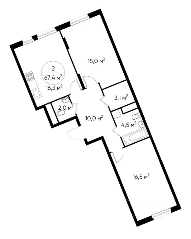 2-к кв. Москва Переделкино Ближнее мкр, 18-й кв-л,  (67.4 м) - Фото 0