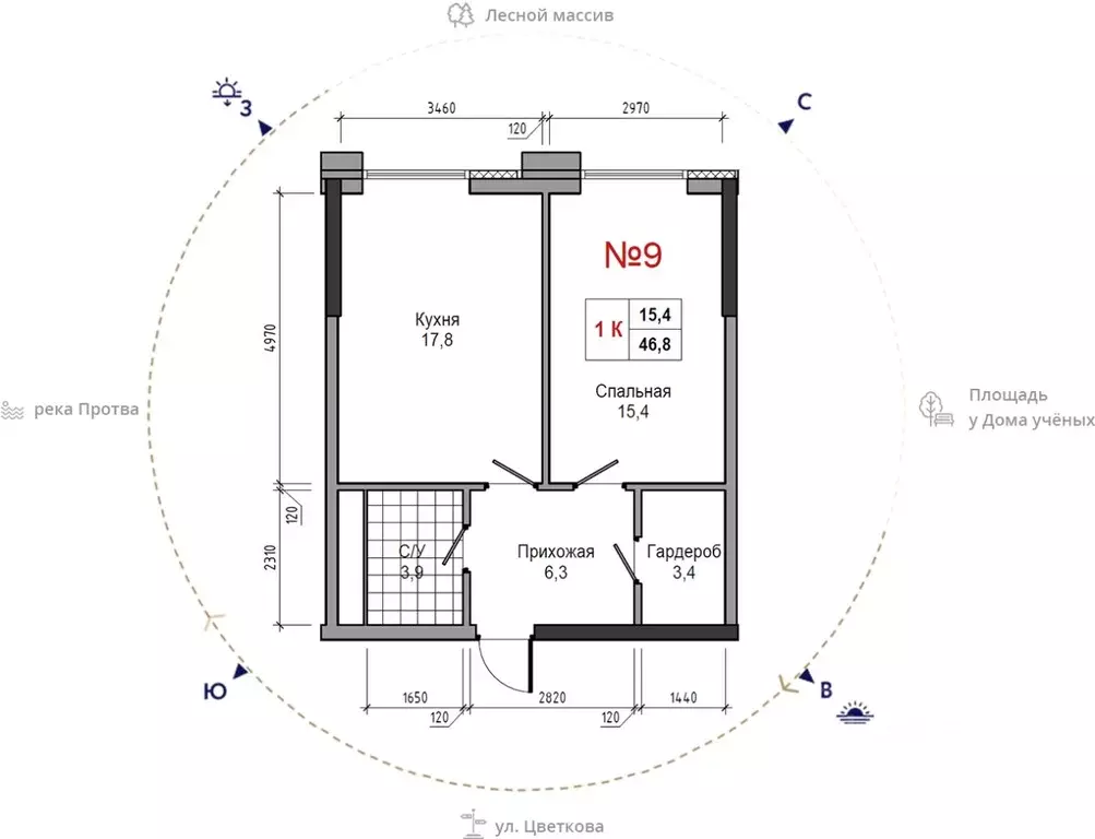 1-к кв. Калужская область, Обнинск ул. Усачева (46.8 м) - Фото 0