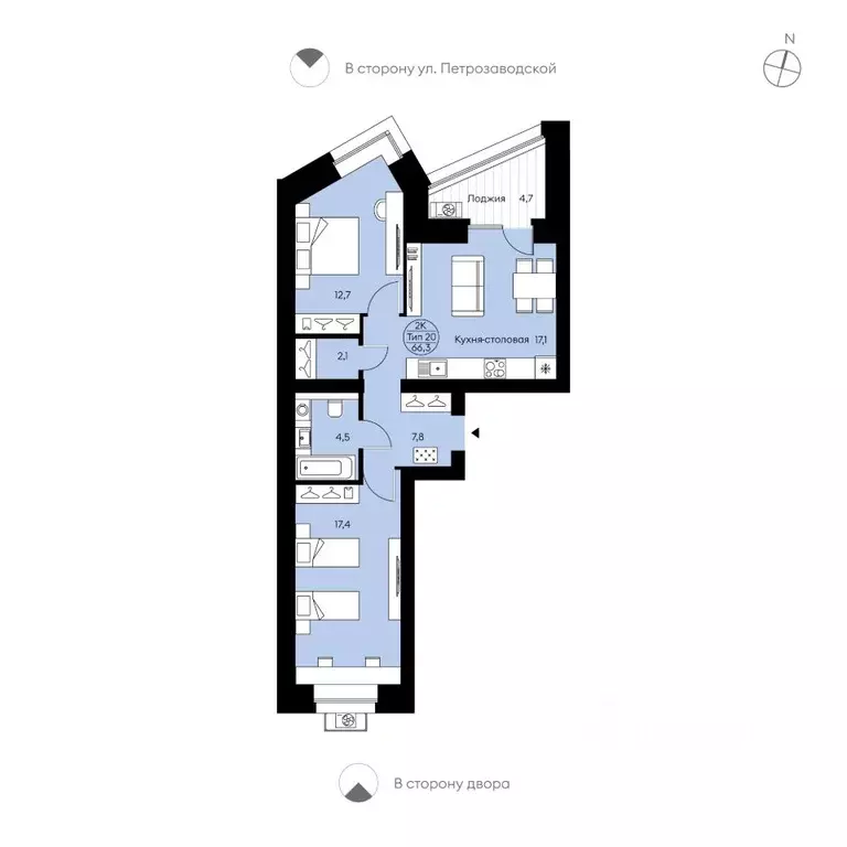 2-к кв. Коми, Сыктывкар Октябрьский просп., 139 (66.3 м) - Фото 1