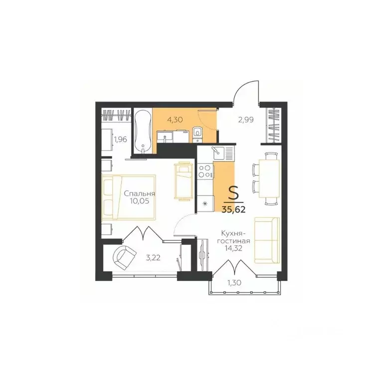 1-к кв. Тульская область, Тула городской округ, пос. Молодежный 10А ... - Фото 1