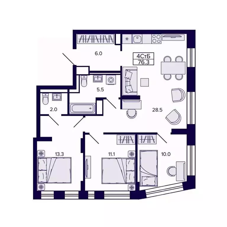 4-к кв. Хабаровский край, Хабаровск ул. Карла Маркса, 96/1 (76.37 м) - Фото 1