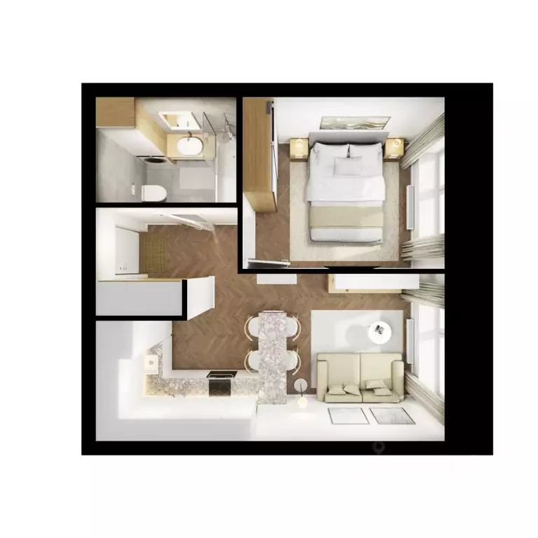 1-к кв. Татарстан, Казань Сиберово жилой комплекс, 2 (34.1 м) - Фото 2