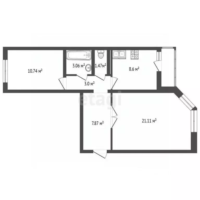 2-к кв. Санкт-Петербург Комендантский просп., 57к2 (55.8 м) - Фото 2