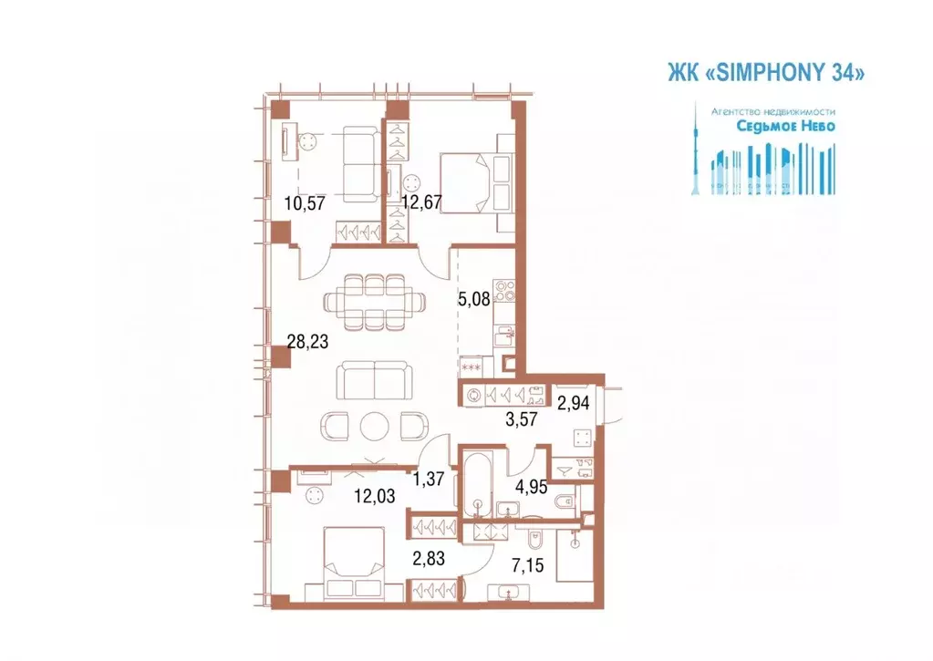 3-к кв. Москва 2-я Хуторская ул., 34 (91.83 м) - Фото 0