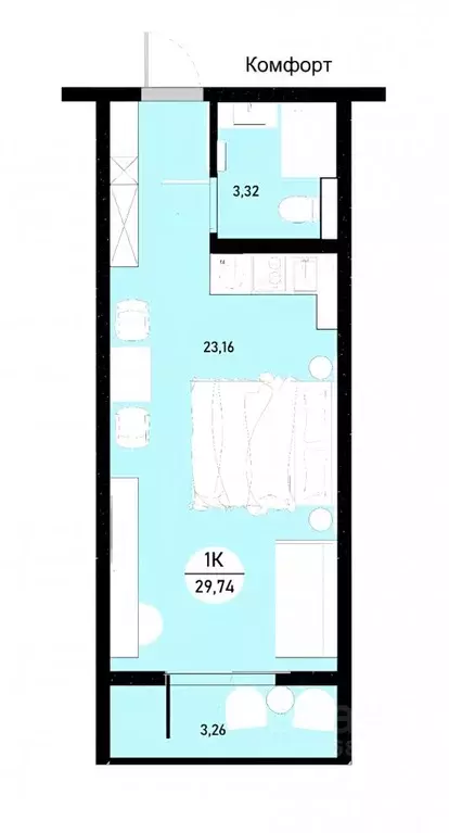 Студия Крым, Евпатория ул. Симферопольская, 1 (29.74 м) - Фото 0