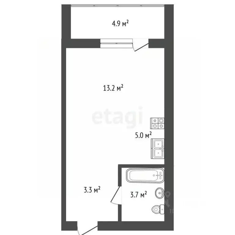 Студия Калужская область, Калуга ул. Минская, 39 (30.0 м) - Фото 2
