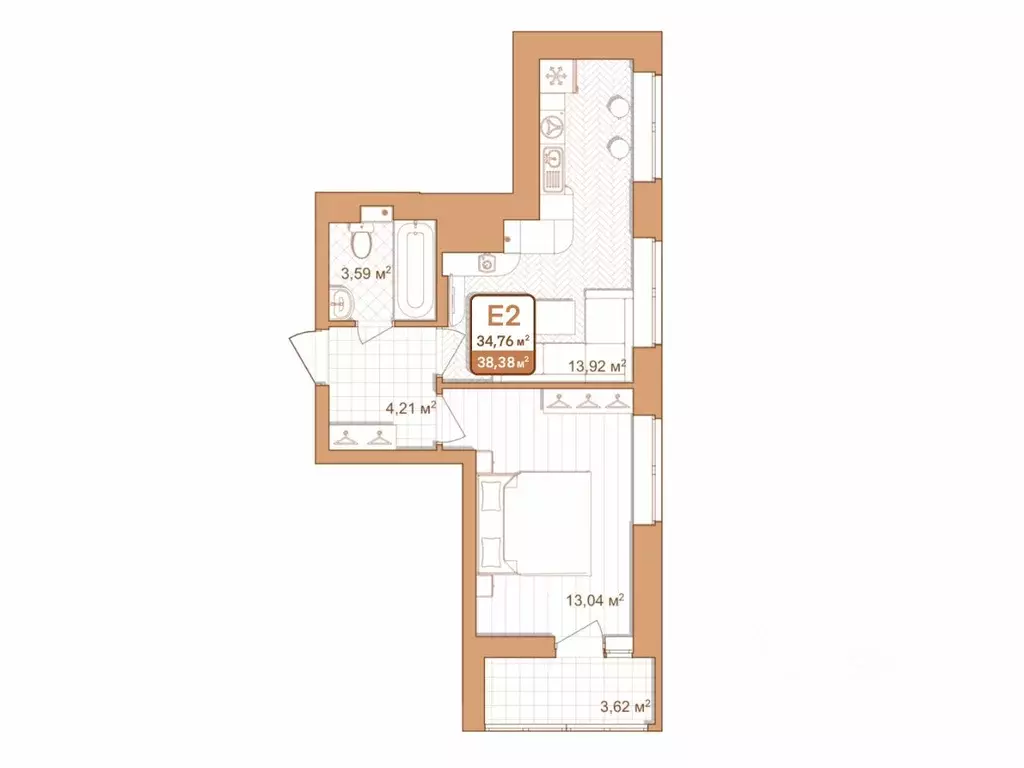 1-к кв. Тульская область, Тула проезд 2-й Клинской, 8 (38.38 м) - Фото 1