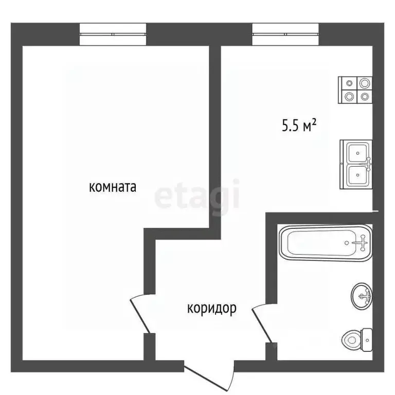 1-к кв. Кемеровская область, Юрга ул. Кирова, 27В (21.9 м) - Фото 2