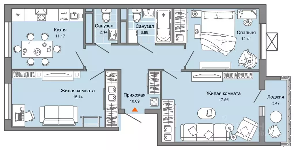 3-к кв. Ульяновская область, Ульяновск Новый Город мкр, 10-й кв-л, ... - Фото 0