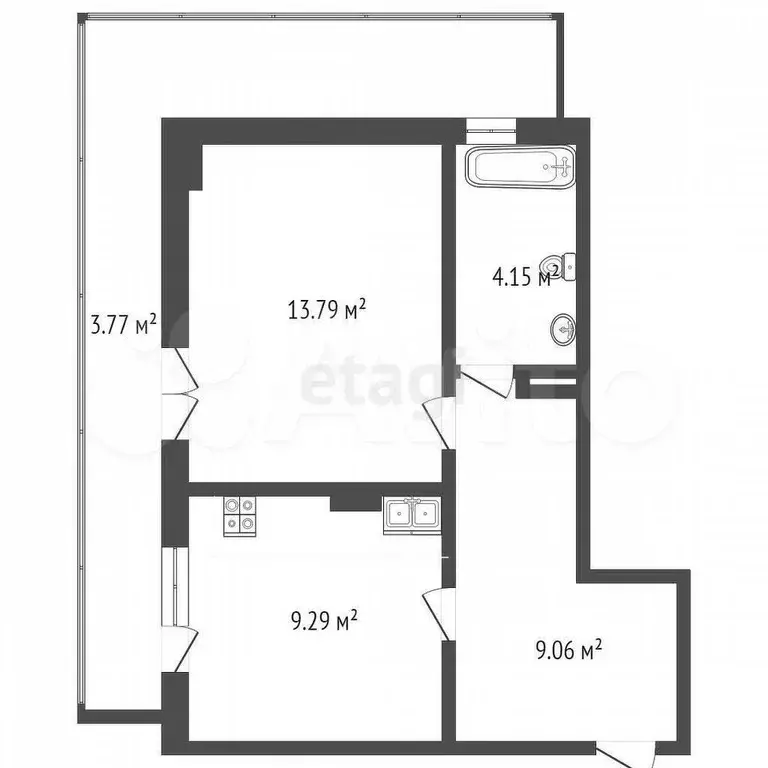 1-к. квартира, 40,1 м, 7/7 эт. - Фото 0