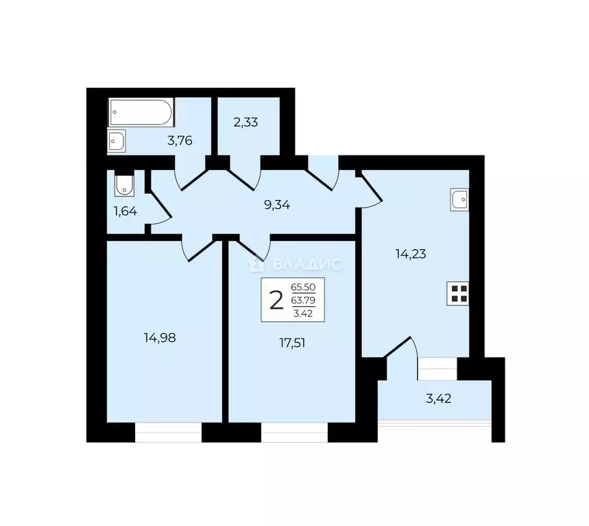 2-к кв. Владимирская область, Владимир ул. Новгородская, 36 (64.5 м) - Фото 2
