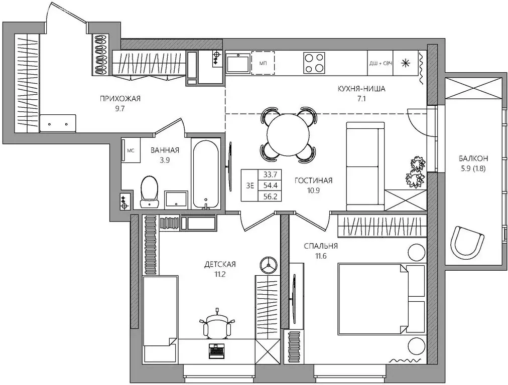 3-комнатная квартира: Пермь, Батумская улица, 21 (56.2 м) - Фото 1