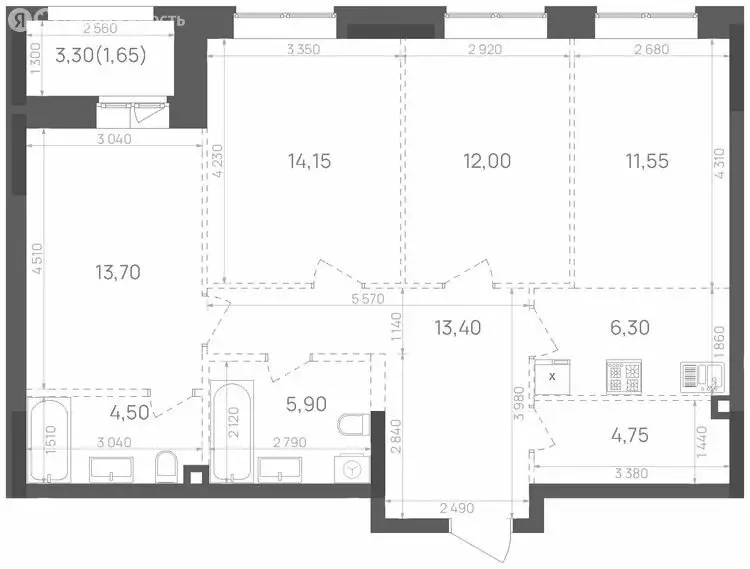 3-комнатная квартира: Казань, Краснококшайская улица, 58 (87.9 м) - Фото 0