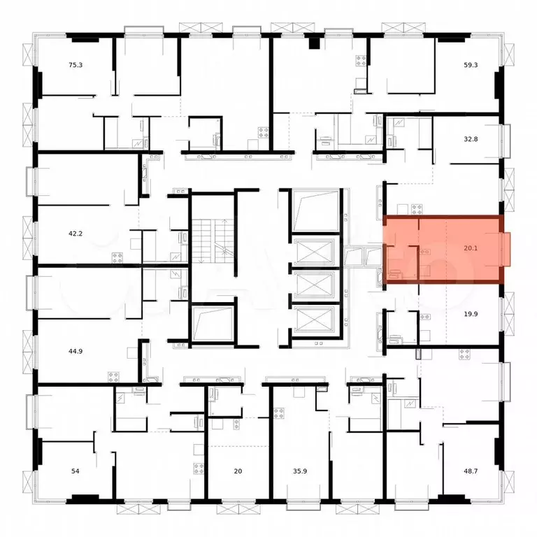 Квартира-студия, 20,1 м, 23/23 эт. - Фото 1