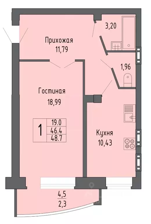 1-к кв. Воронежская область, Воронеж ул. Летчика Филипова, 4 (48.7 м) - Фото 0