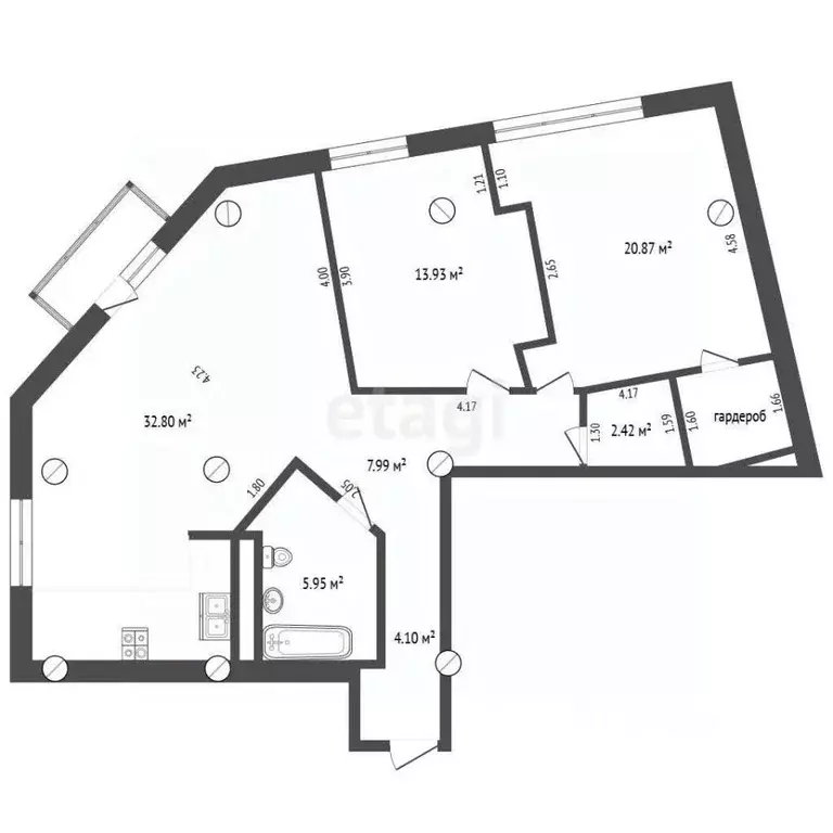 3-к кв. Тюменская область, Тюмень ул. 50 лет ВЛКСМ, 13 (87.0 м) - Фото 2