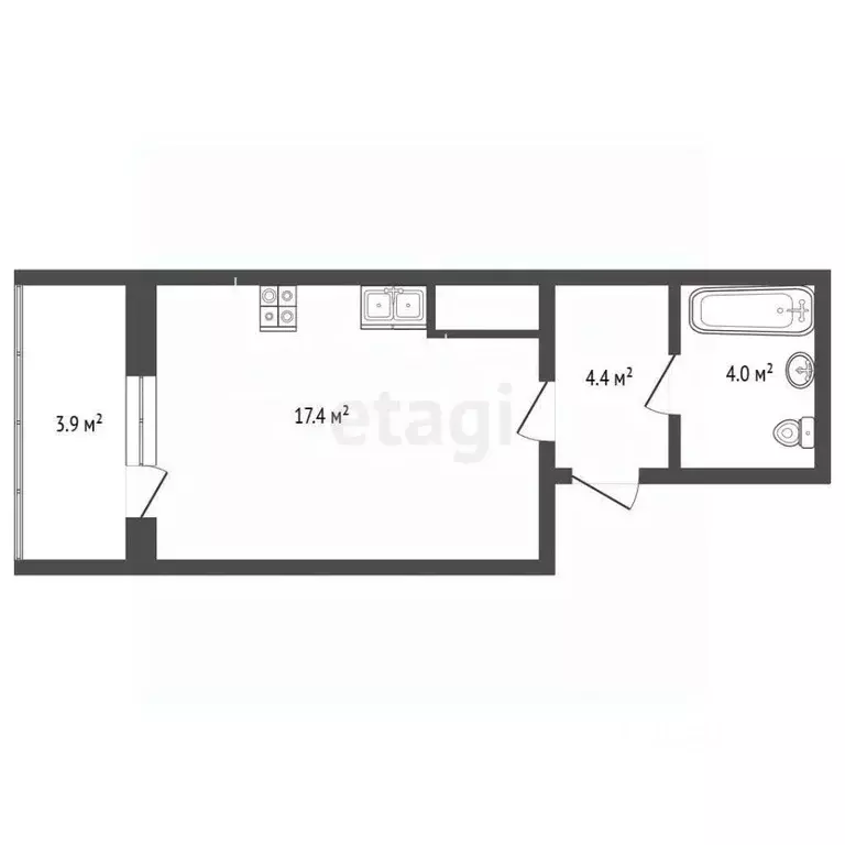 Студия Тюменская область, Тюмень Интернациональная ул., 197Г (29.7 м) - Фото 1