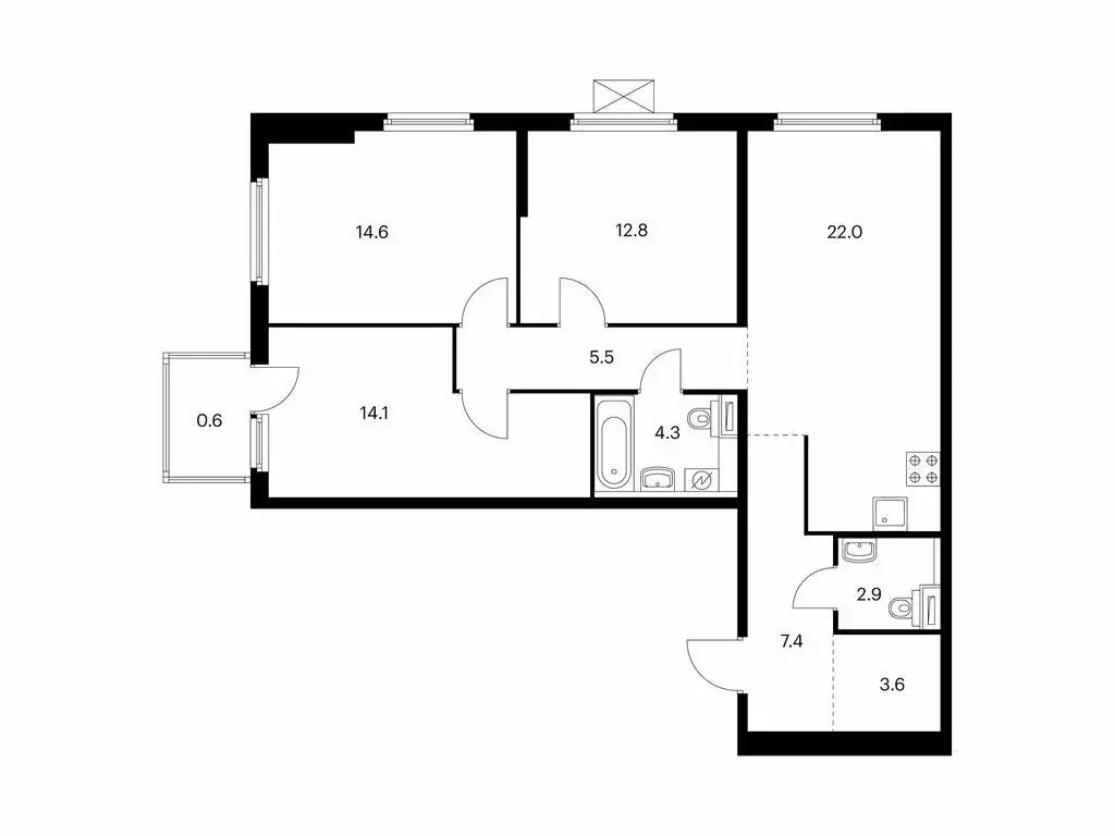 3-комнатная квартира: Казань, ЖК Нокса Парк, 2 (87.3 м) - Фото 0