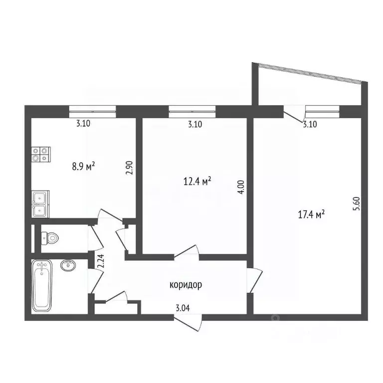 2-к кв. Тюменская область, Тюмень ул. Свердлова, 22 (50.0 м) - Фото 1
