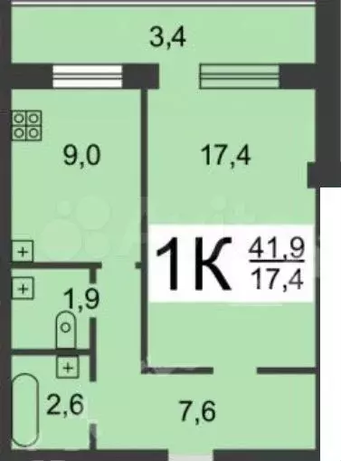 1-к. квартира, 38 м, 5/10 эт. - Фото 0