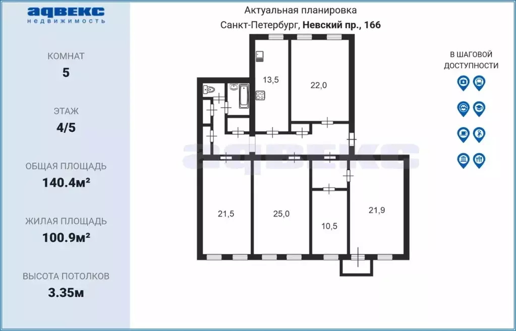 5-к кв. Санкт-Петербург Невский просп., 166 (140.4 м) - Фото 1