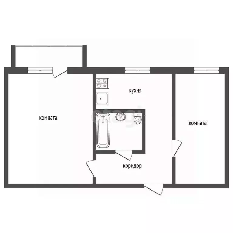 2-к кв. Воронежская область, Воронеж ул. Путилина, 1 (45.0 м) - Фото 2