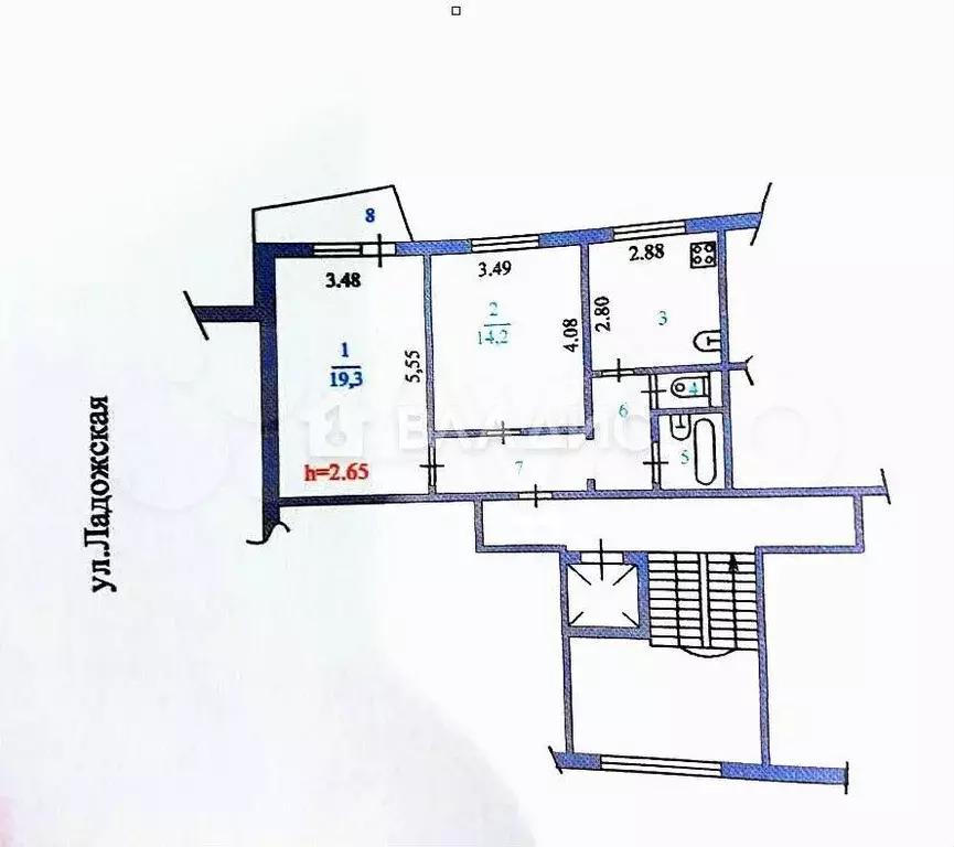 2-к. квартира, 53,9 м, 9/10 эт. - Фото 0
