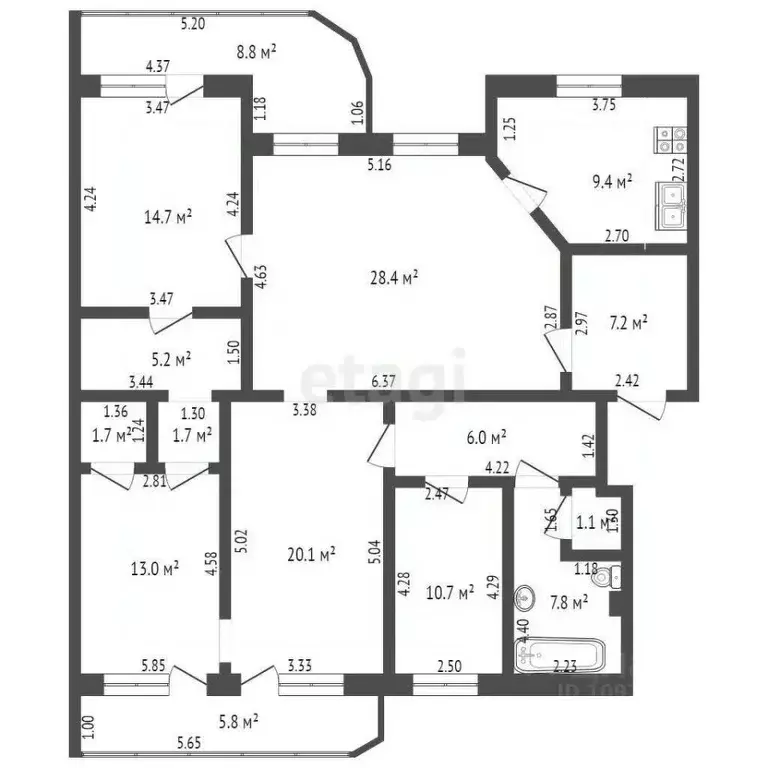 5-к кв. Башкортостан, Стерлитамак ул. Худайбердина, 222 (126.8 м) - Фото 2