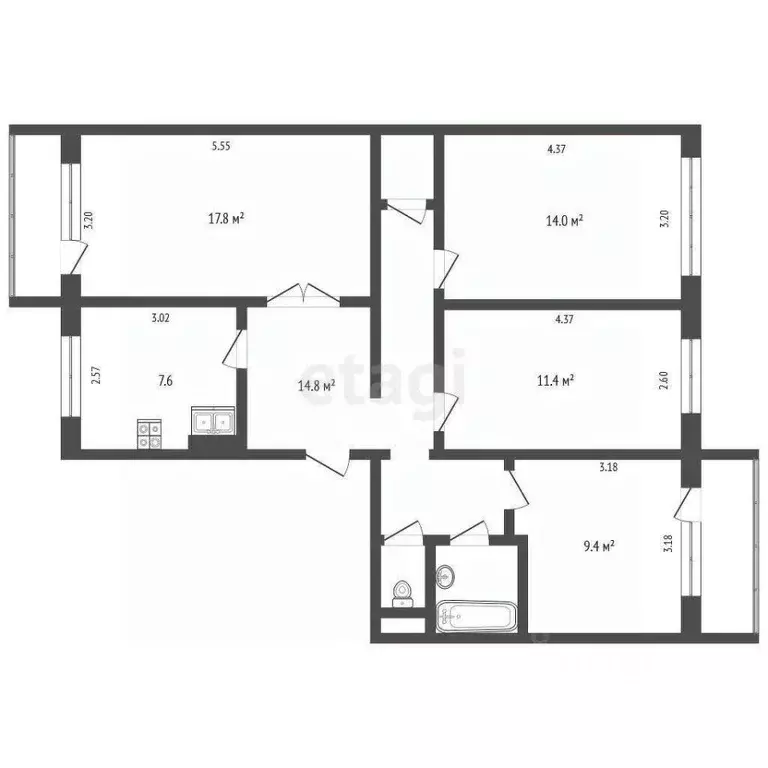 4-к кв. Ямало-Ненецкий АО, Ноябрьск ул. Изыскателей, 50 (80.3 м) - Фото 1