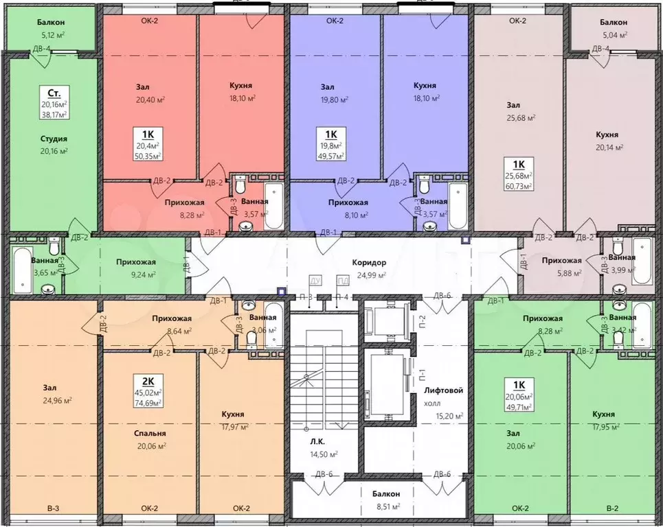 Квартира-студия, 38,2 м, 5/8 эт. - Фото 1