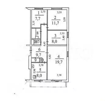 4-к. квартира, 75,7 м, 8/9 эт. - Фото 0