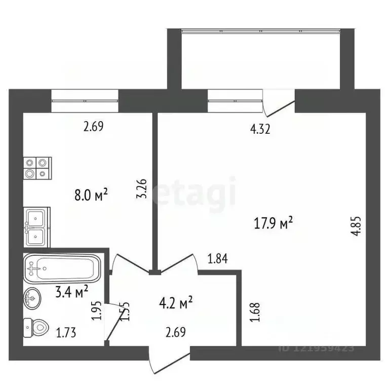 1-к кв. Архангельская область, Котлас просп. Мира, 46 (33.5 м) - Фото 1