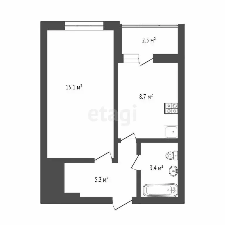 1-комнатная квартира: Тюмень, улица Ветеранов Труда, 9А (32.6 м) - Фото 0