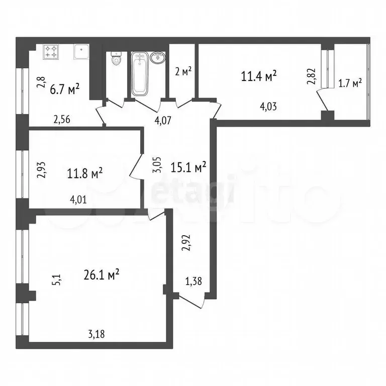 3-к. квартира, 78,6 м, 2/9 эт. - Фото 0