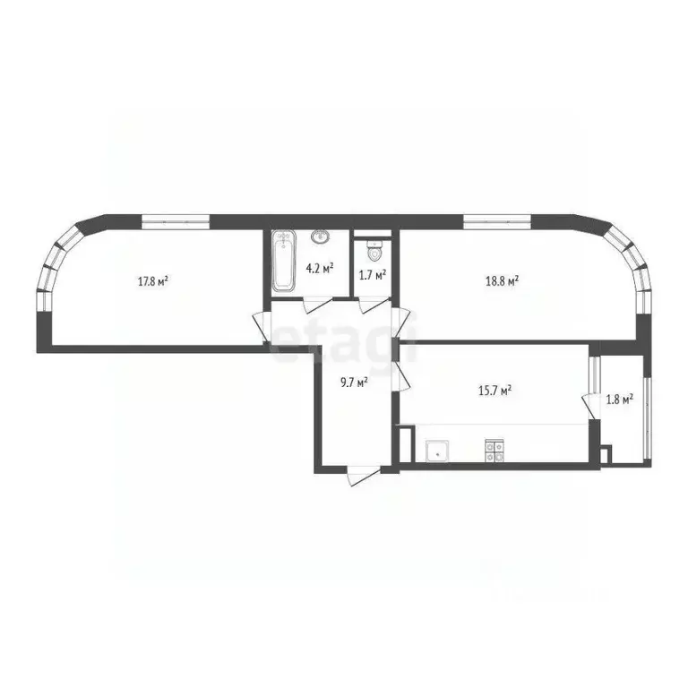 2-к кв. Ростовская область, Ростов-на-Дону Левобережная ул., 6/6с1 ... - Фото 1