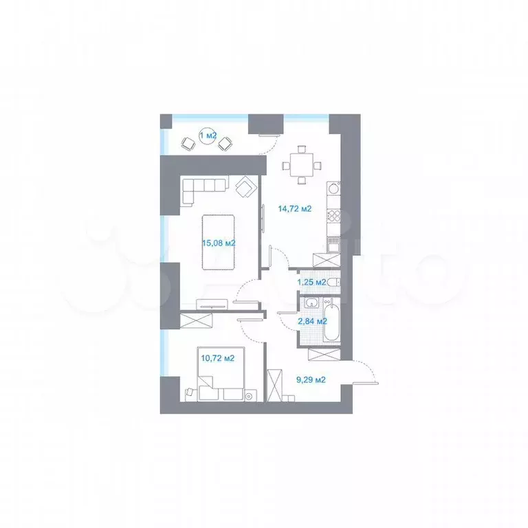 2-к. квартира, 55,9 м, 4/5 эт. - Фото 0