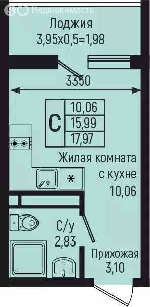 Квартира-студия: село Небуг, квартал Спортивный (17.97 м) - Фото 0