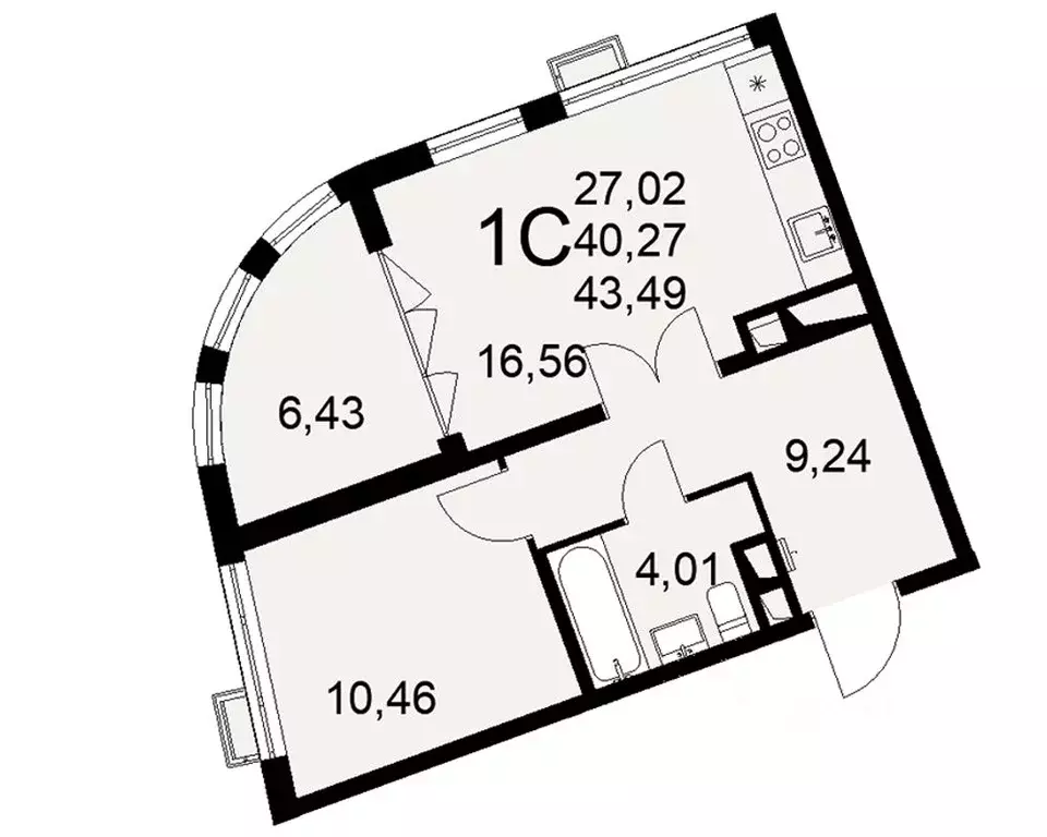 1-к кв. Тульская область, Тула ул. Федора Смирнова, 2 (43.49 м) - Фото 0