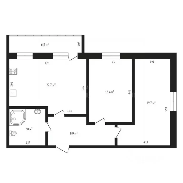 2-к кв. Тюменская область, Тюмень ул. Революции, 228к4 (74.0 м) - Фото 2
