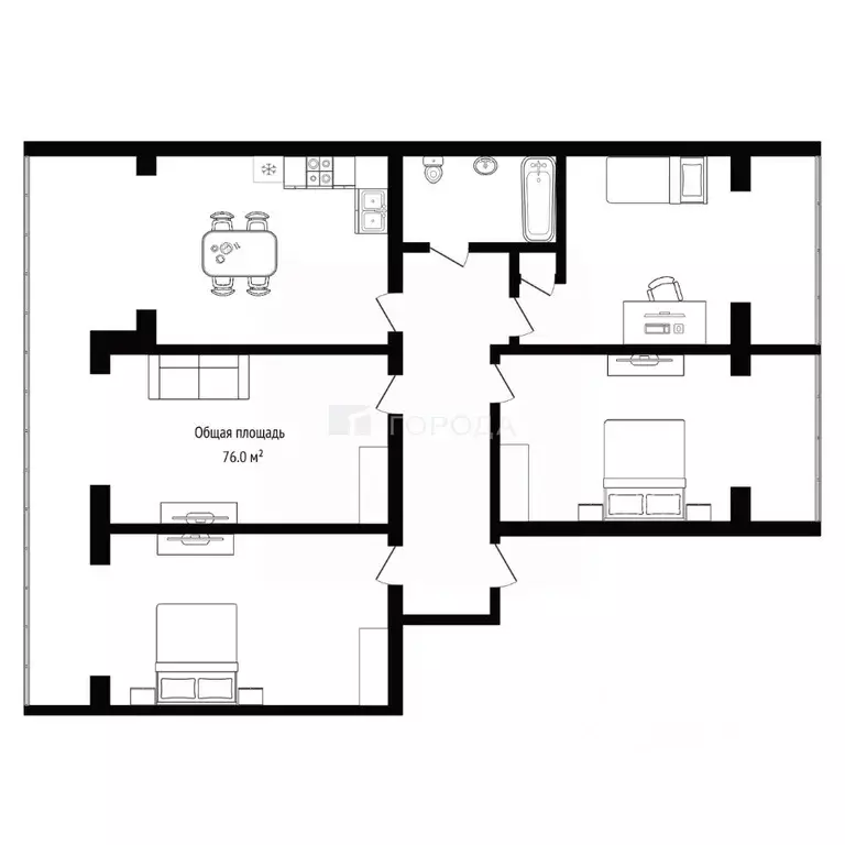 4-к кв. Краснодарский край, Сочи Мамайка мкр, ул. Крымская, 32 (76.0 ... - Фото 2