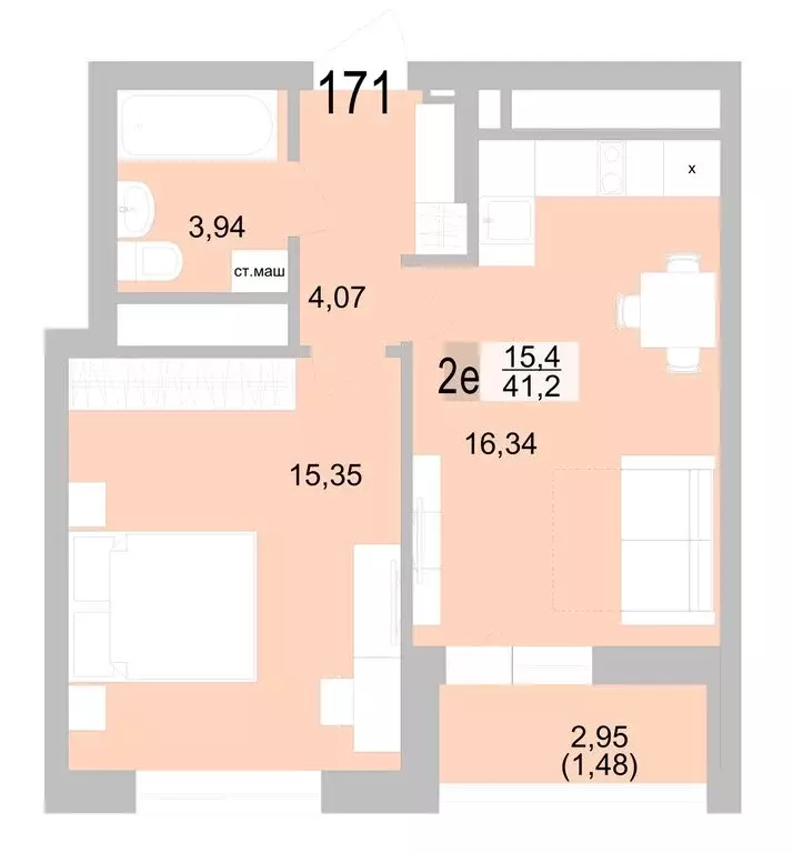 1-комнатная квартира: Екатеринбург, Черкасская улица, 5к1 (41.18 м) - Фото 0