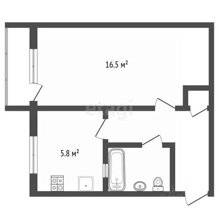 1-к кв. Челябинская область, Челябинск Дачный пер., 12 (31.2 м) - Фото 2