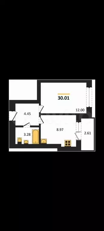 1-к. квартира, 31,3 м, 8/9 эт. - Фото 1