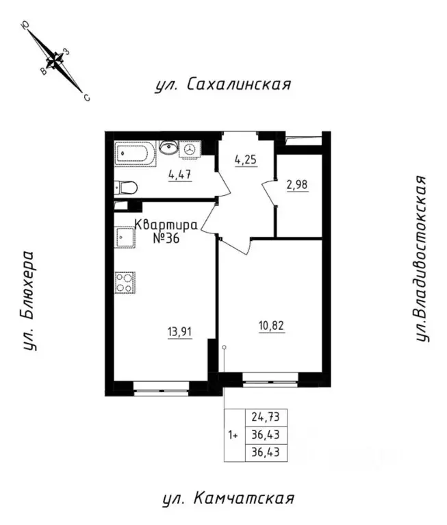 1-к кв. Свердловская область, Екатеринбург ул. Кронштадтская (36.43 м) - Фото 0