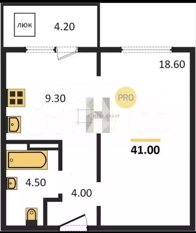 1-к. квартира, 40 м, 4/17 эт. - Фото 0