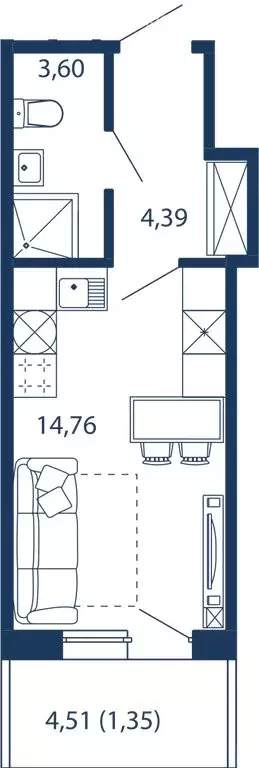 Квартира-студия: Сестрорецк, улица Инструментальщиков, 18 (24.1 м) - Фото 0