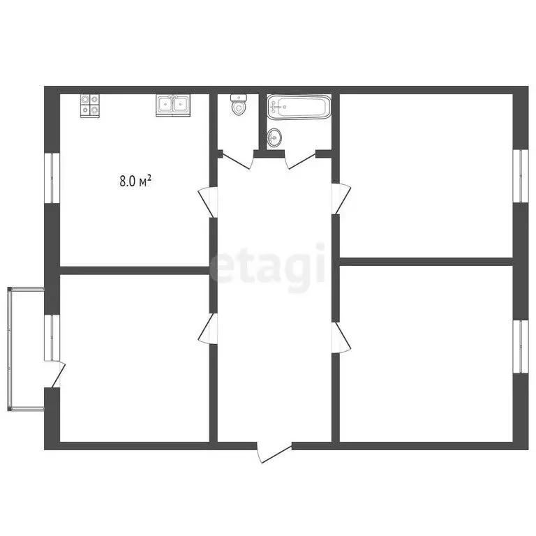 3-комнатная квартира: Заводоуковск, улица Декабристов, 23 (60 м) - Фото 2