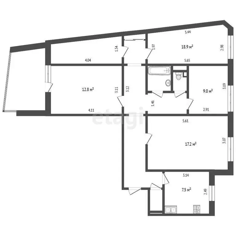 3-комнатная квартира: Тюмень, улица Газовиков, 3 (85.7 м) - Фото 0