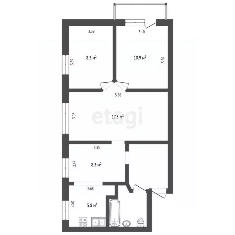 3-к кв. Ярославская область, Рыбинск Южный п/р, ул. ... - Фото 1